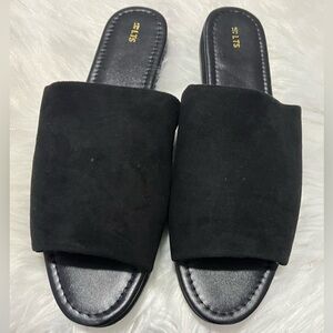 Black Slip On Mule Sandals